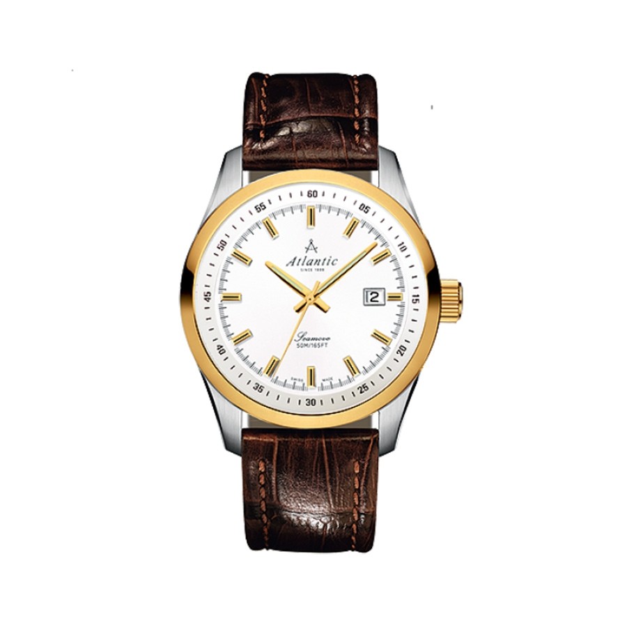Seamove White Dial Yellow Gold Plated Men's Watch