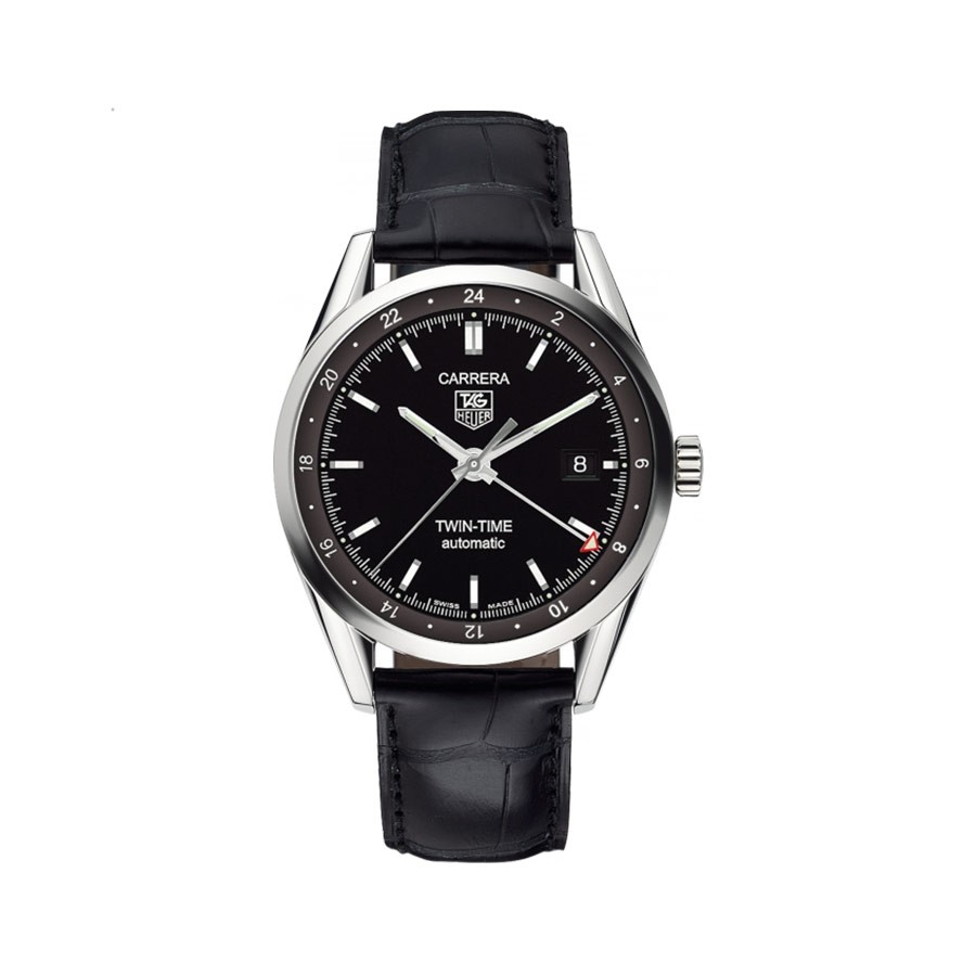 Carrera Automatic Black Dial Black Leather Men's Watch