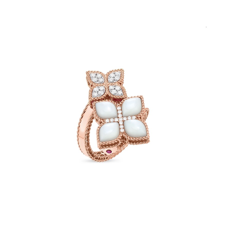 Rose Gold and Diamonds Princess Flower Ring