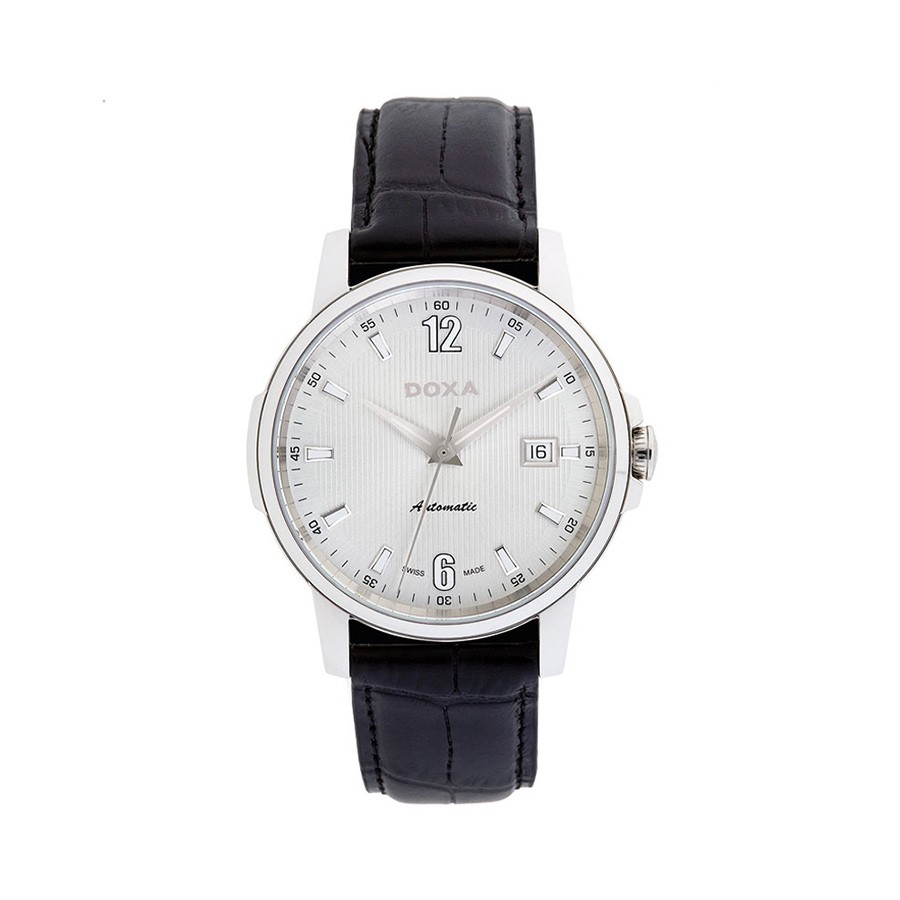 Ethno Automatic White Dial Black Leather Men's Watch