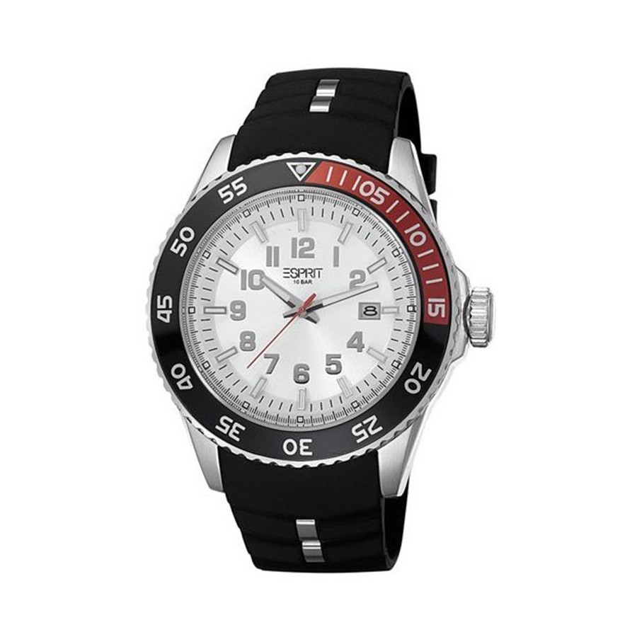 ES White Dial Black Rubber Quartz Watch