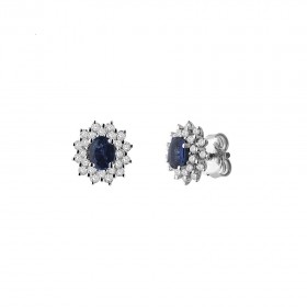 White gold earrings with diamonds and sapphire 