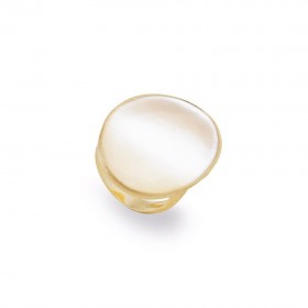 Lunaria Yellow Gold & White Mother of Pearl Medium Cocktail Ring