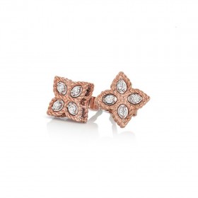 Rose Gold and Diamond Princess Flower Earrings