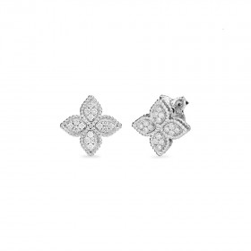 White Gold and Diamond Princess Flower Earrings