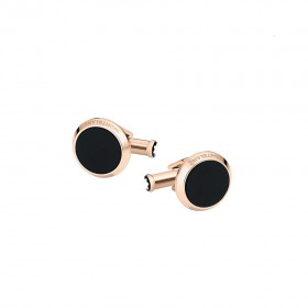 CUFFLINKS STEEL and RED GOLD-COLORED PVD FINISH
