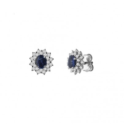 White gold earrings with diamonds and sapphire 