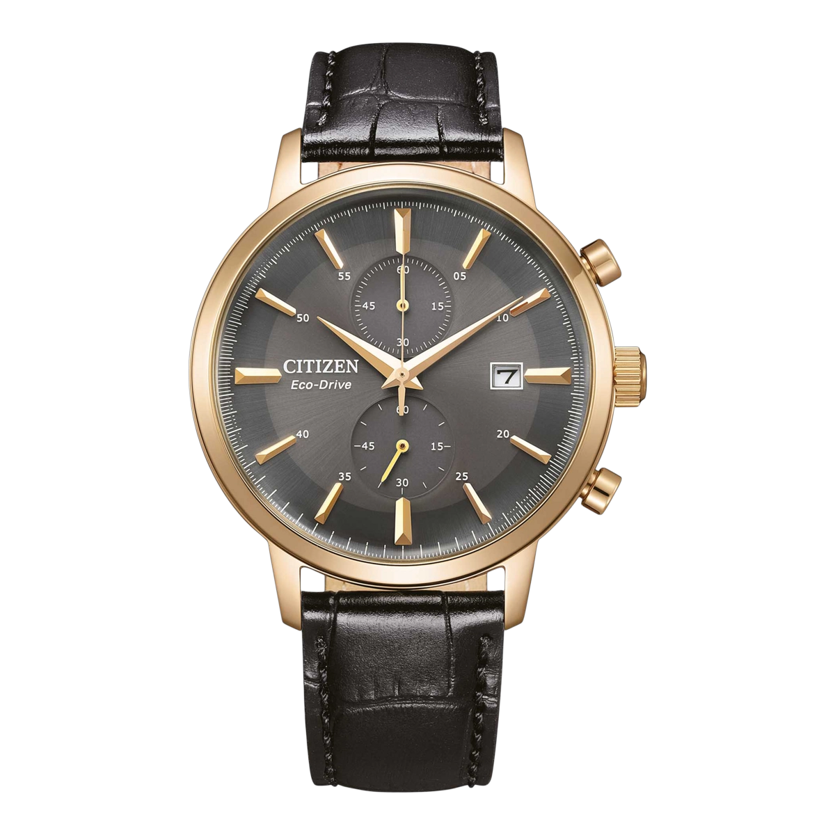 Citizen Orologio Uomo Eco-Drive CA7067-11H - Cronografo Al Quarzo, Cinturino In Pelle Nera, Cassa 41mm